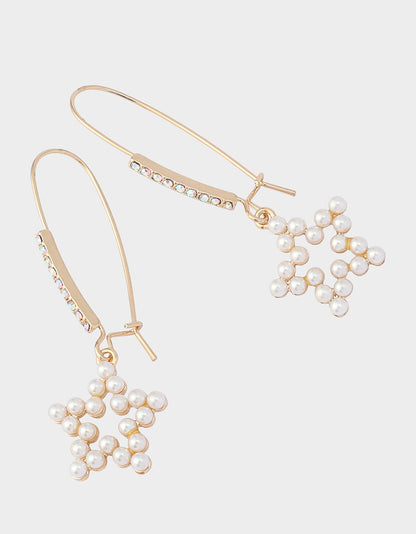 Betsey Johnson Smart Buy - PEARL STAR DROP EARRINGS PEARL Women's Pearl Star Shepherds Hook Earring