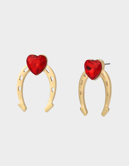 Betsey Johnson Hot Sale - HORSESHOE STUD EARRINGS RED Women's Chinese New Year Horseshoe Stud Earrings