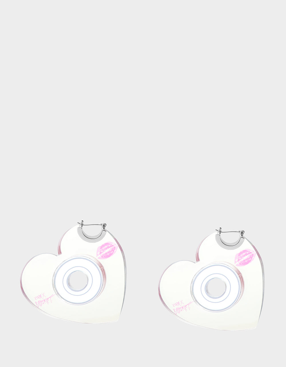 Betsey Johnson Quality - CD HEART HOOPS METALLIC Women's Heart-Shaped Disc Earrings