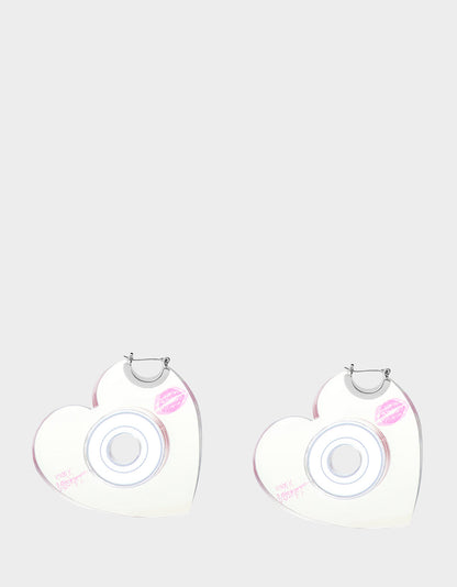 Betsey Johnson Quality - CD HEART HOOPS METALLIC Women's Heart-Shaped Disc Earrings
