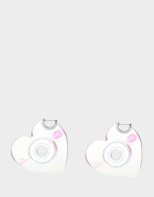 Betsey Johnson Quality - CD HEART HOOPS METALLIC Women's Heart-Shaped Disc Earrings