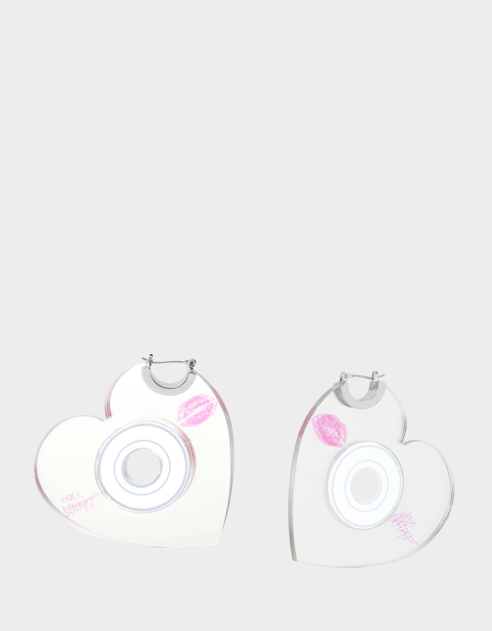 Betsey Johnson Quality - CD HEART HOOPS METALLIC Women's Heart-Shaped Disc Earrings