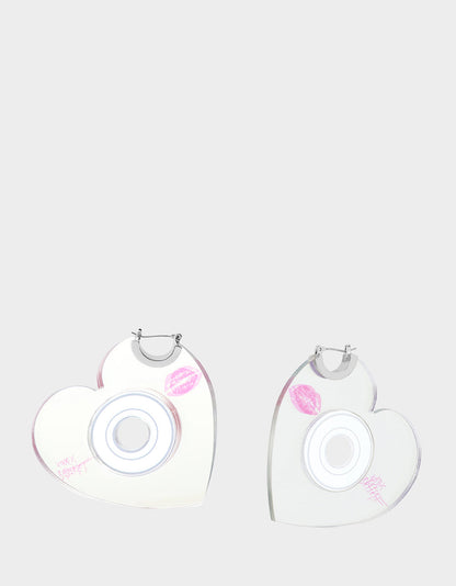 Betsey Johnson Quality - CD HEART HOOPS METALLIC Women's Heart-Shaped Disc Earrings