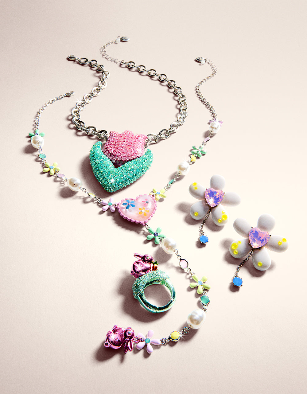 Betsey Johnson Everyday - HOP TO IT FLOWER EGG Y NECKLACE MULTI