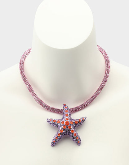 Betsey Johnson Quality - MERMAID JEWELS STARFISH PENDANT PURPLE Women's Starfish Rhinestone Rope Necklace