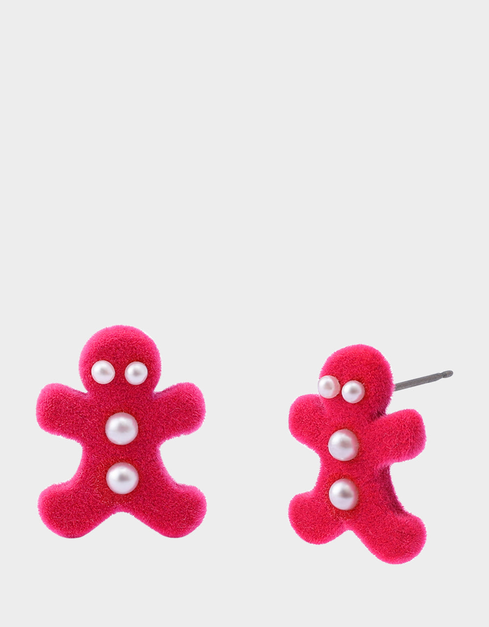 Betsey Johnson Classic - GINGERBREAD STUD EARRINGS PINK Women's Christmas-Themed Gingerbread Pearl Embellished Stud Earrings