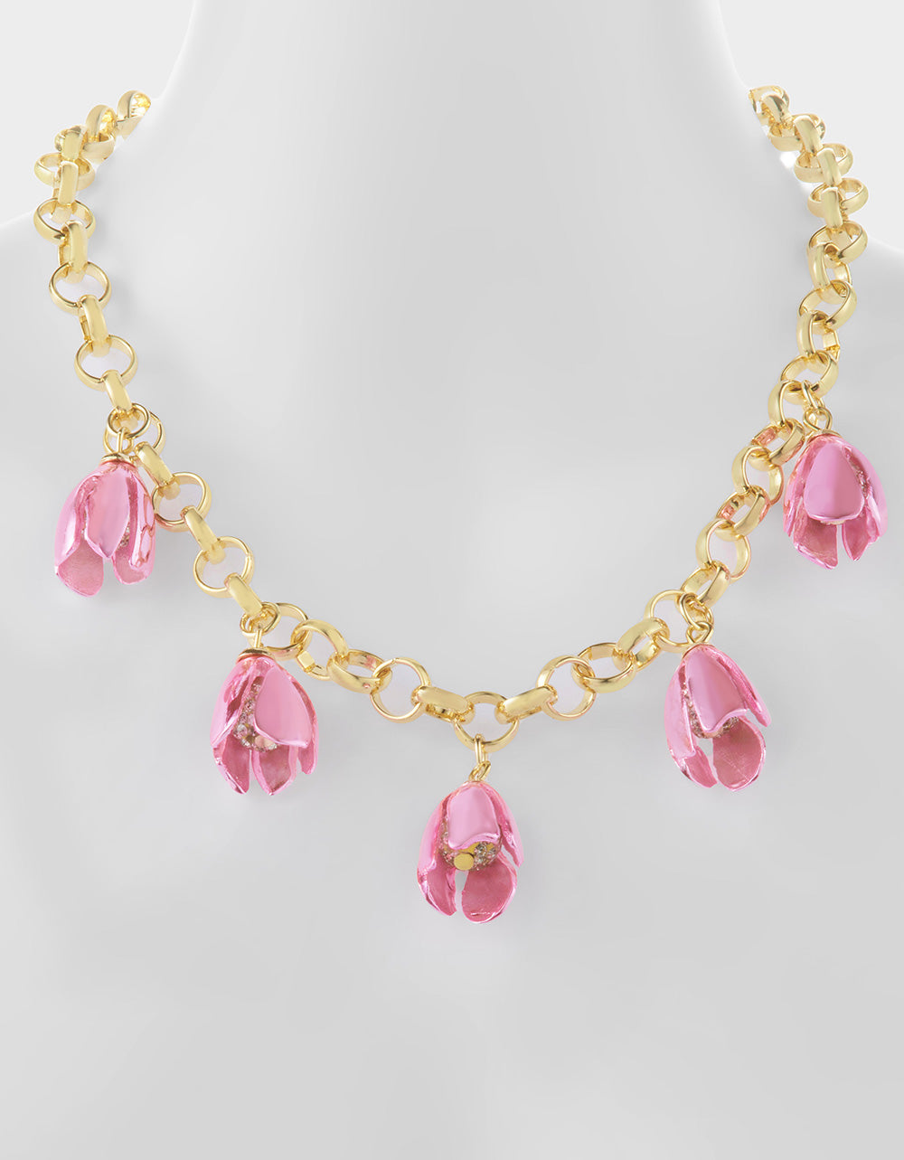 Betsey Johnson Popular - GARDEN GLAM TULIP CHARM FRONTAL NECKLACE PINK Women's Tulip Drop necklace
