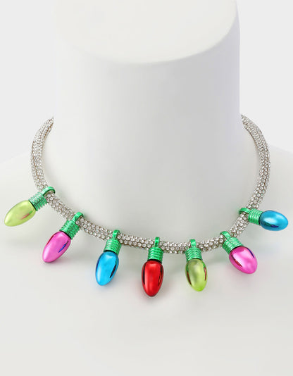 Betsey Johnson Discount - MULTI LIGHT BIB NECKLACE Women's Christmas-Themed Lights Bib Necklace
