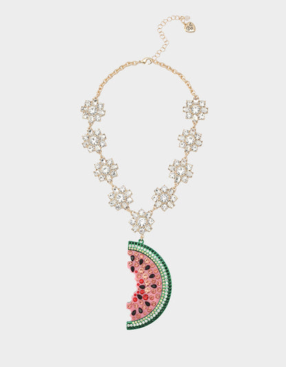 Betsey Johnson Recommended - BETSEYS BACKYARD WATERMELON PENDANT MULTI Women's Watermelon Rhinestone Pendant Necklace