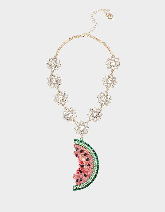 Betsey Johnson Recommended - BETSEYS BACKYARD WATERMELON PENDANT MULTI Women's Watermelon Rhinestone Pendant Necklace