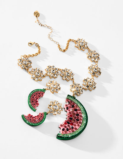 Betsey Johnson Recommended - BETSEYS BACKYARD WATERMELON PENDANT MULTI Women's Watermelon Rhinestone Pendant Necklace