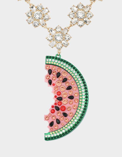 Betsey Johnson Recommended - BETSEYS BACKYARD WATERMELON PENDANT MULTI Women's Watermelon Rhinestone Pendant Necklace