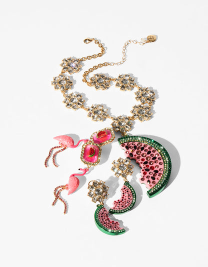 Betsey Johnson Recommended - BETSEYS BACKYARD WATERMELON PENDANT MULTI Women's Watermelon Rhinestone Pendant Necklace