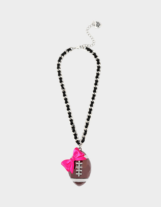 Betsey Johnson Great Value - RIBBON FOOTBALL PENDANT PINK Women's Football Pendant Necklace