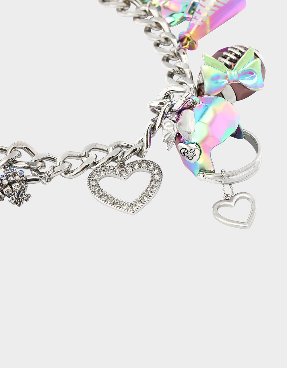 Betsey Johnson Special Offer - FOOTBALL CHARM NECKLACE MULTI Women's Football-Themed Charm Chain Necklace