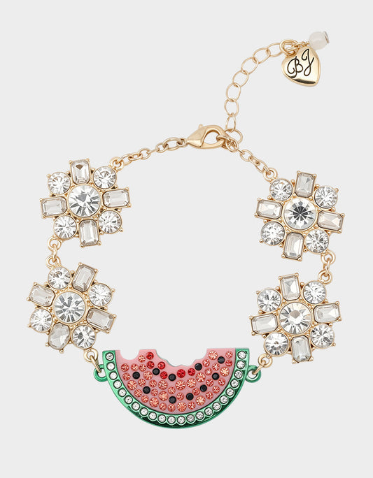 Betsey Johnson Classic - BETSEYS BACKYARD WATERMELON FLEX BRACELET PINK Women's Rhinestone Watermelon Bracelet
