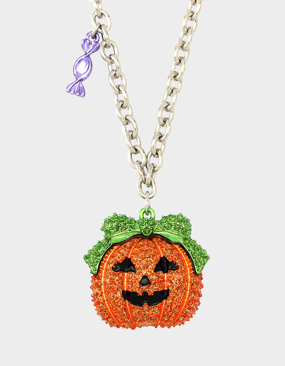 Betsey Johnson Popular - PUMPKIN PENDANT NECKLACE ORANGE Women's Halloween-Themed Pumpkin Rhinestone Pendant Necklace