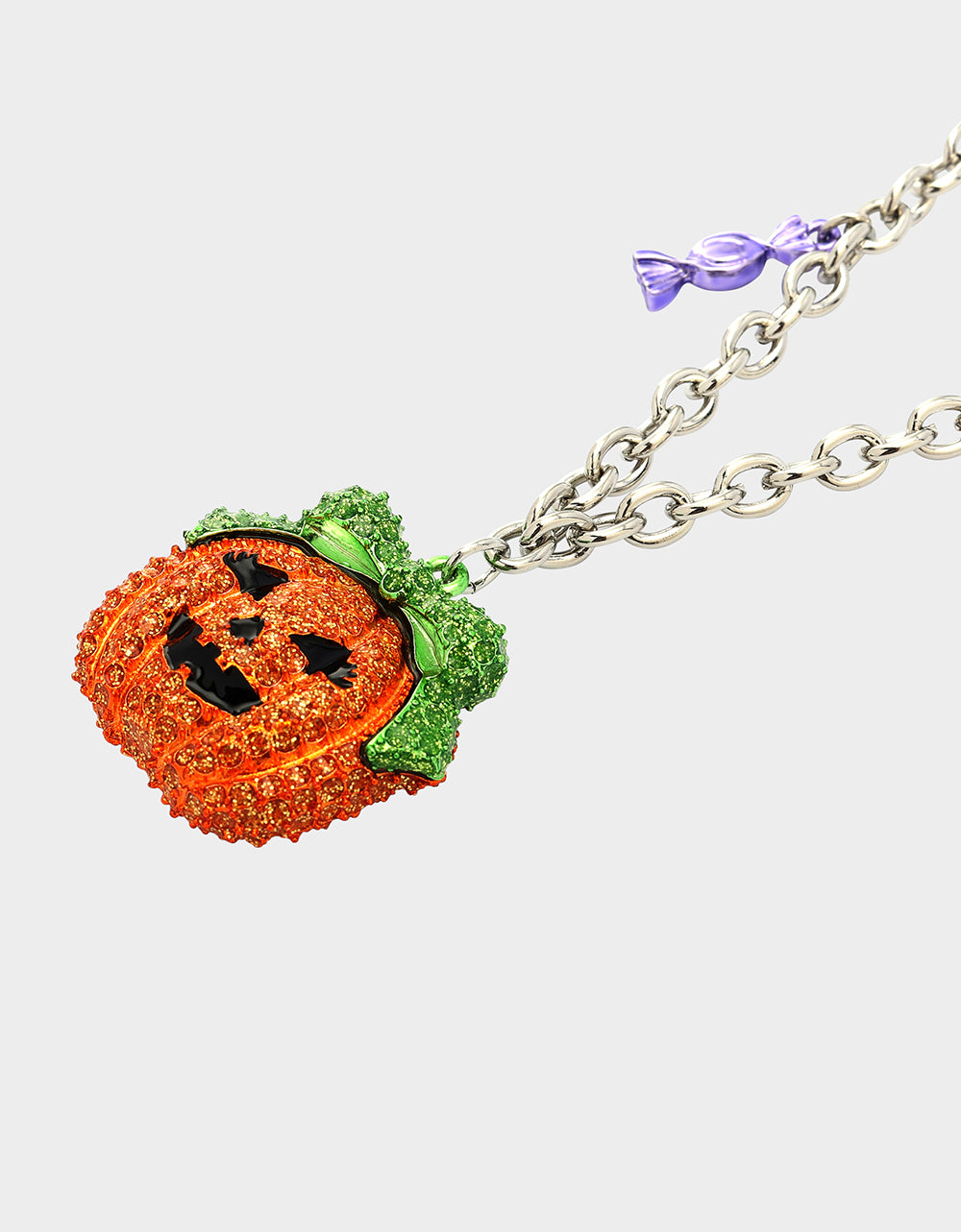 Betsey Johnson Popular - PUMPKIN PENDANT NECKLACE ORANGE Women's Halloween-Themed Pumpkin Rhinestone Pendant Necklace