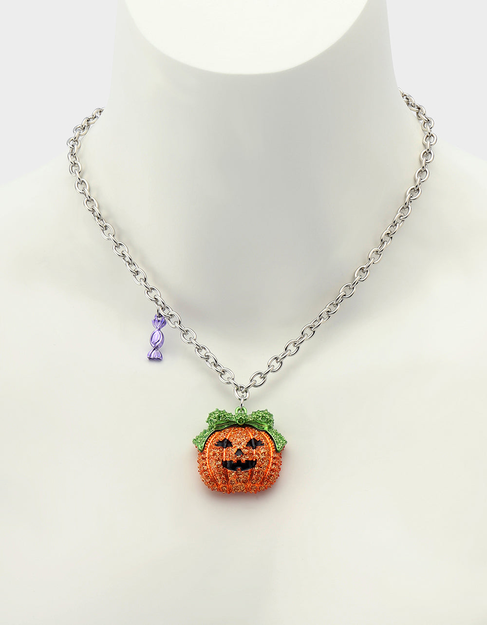Betsey Johnson Popular - PUMPKIN PENDANT NECKLACE ORANGE Women's Halloween-Themed Pumpkin Rhinestone Pendant Necklace