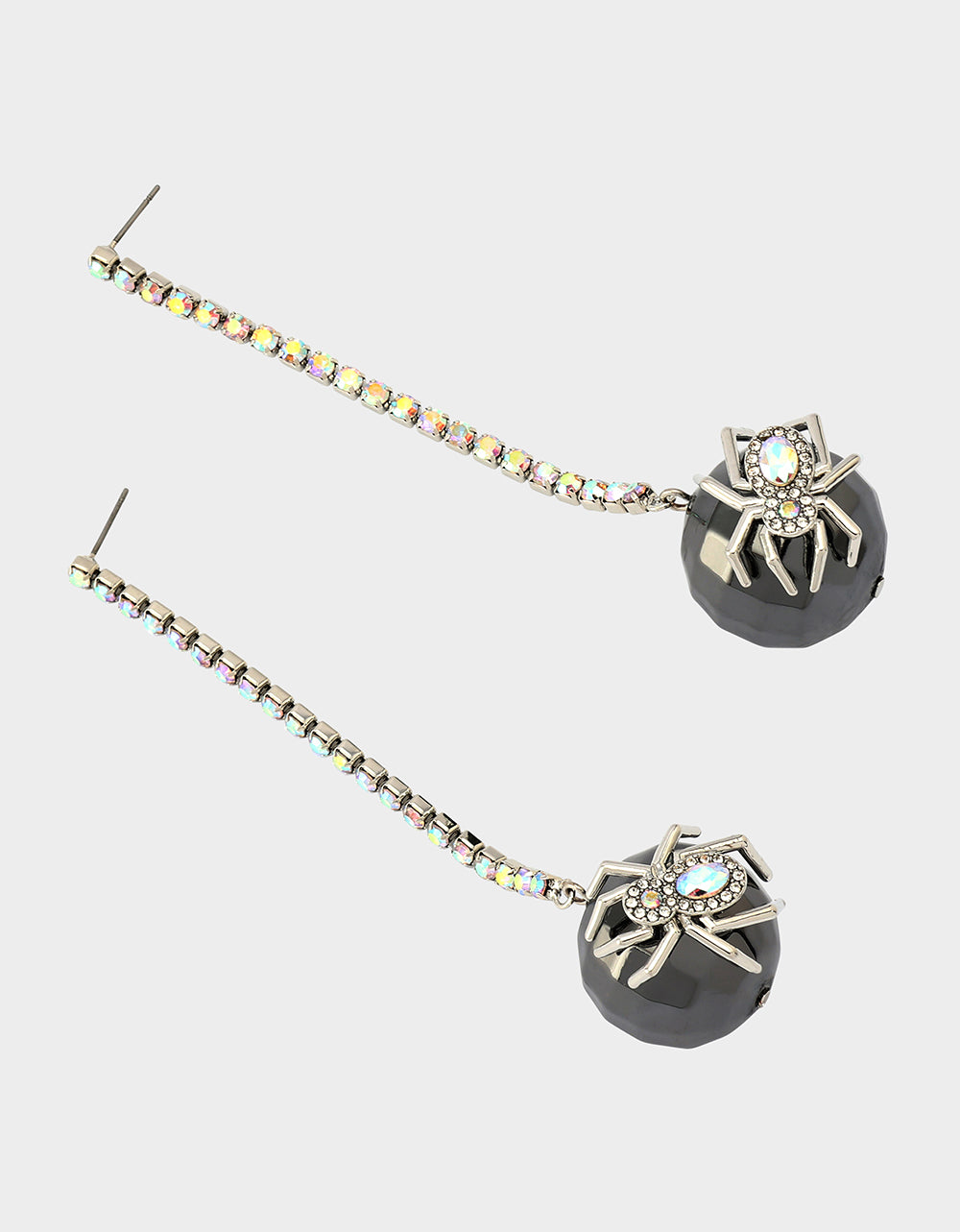 Betsey Johnson Premium - DISCO BALL SPIDER EARRINGS CRYSTAL Women's Halloween-Themed Spider Disco Ball Drop Linear Rhinestone Earrings