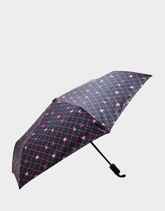 Betsey Johnson Value - BETSEY'S HEART & SKULL PRINT UMBRELLA BLACK MULTI