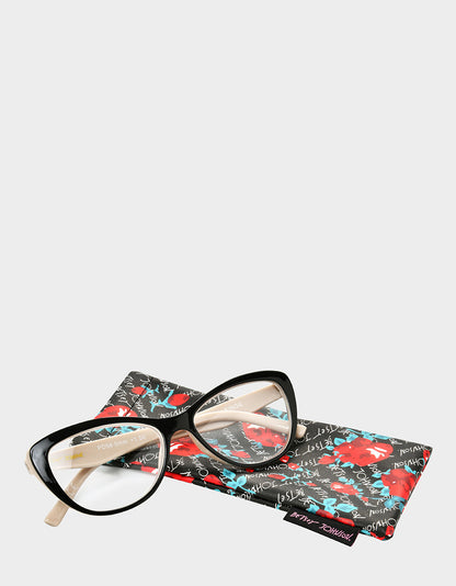 Betsey Johnson Popular - EFFORTLESS CHIC CAT EYE READING GLASSES BLACK Women's Black Nude Cat Eye Reading Glasses