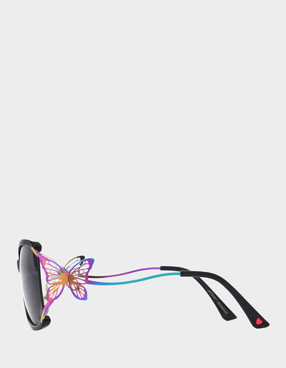 Betsey Johnson Popular - BLAZING STAR SUNGLASSES BLACK Women's Black Rainbow Butterfly Sunglasses
