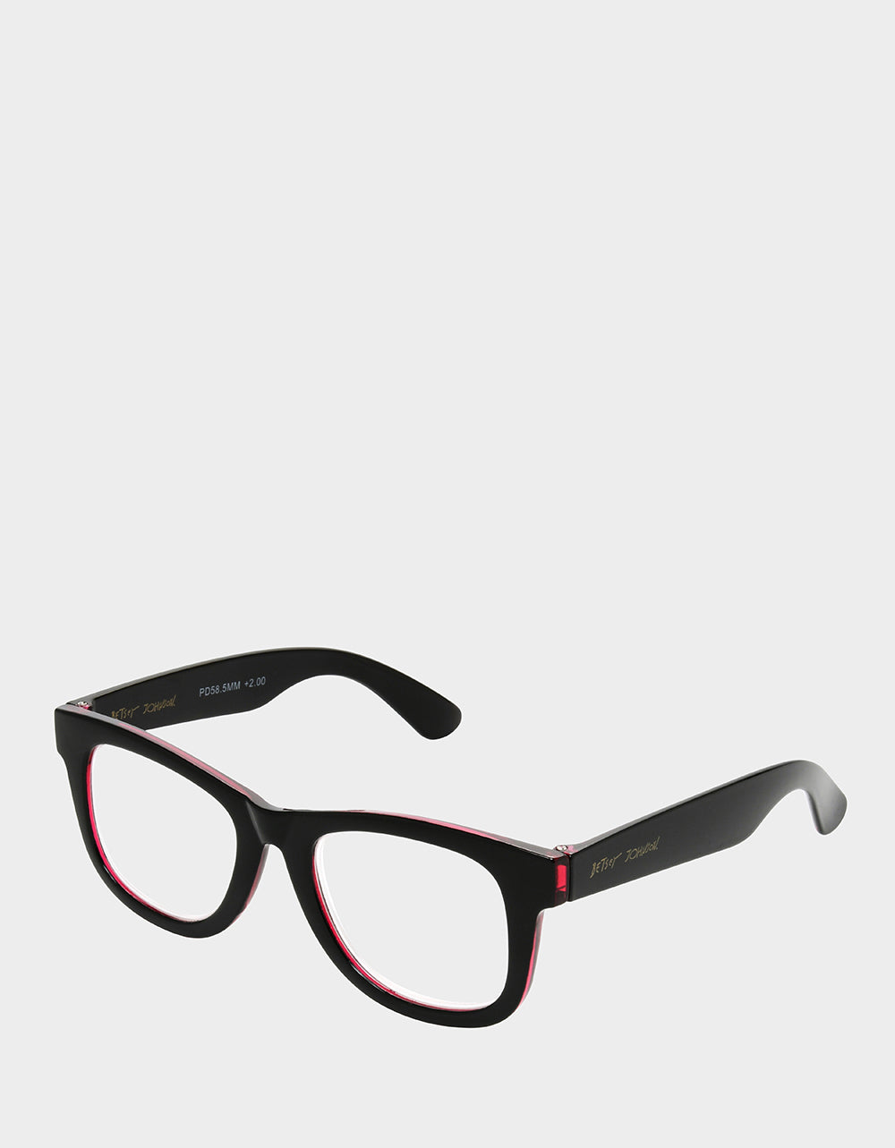 Betsey Johnson Essential - RADIATE JOY SQUARE READING GLASSES BLACK Women's Black Pink Way Frame Reading Glasses