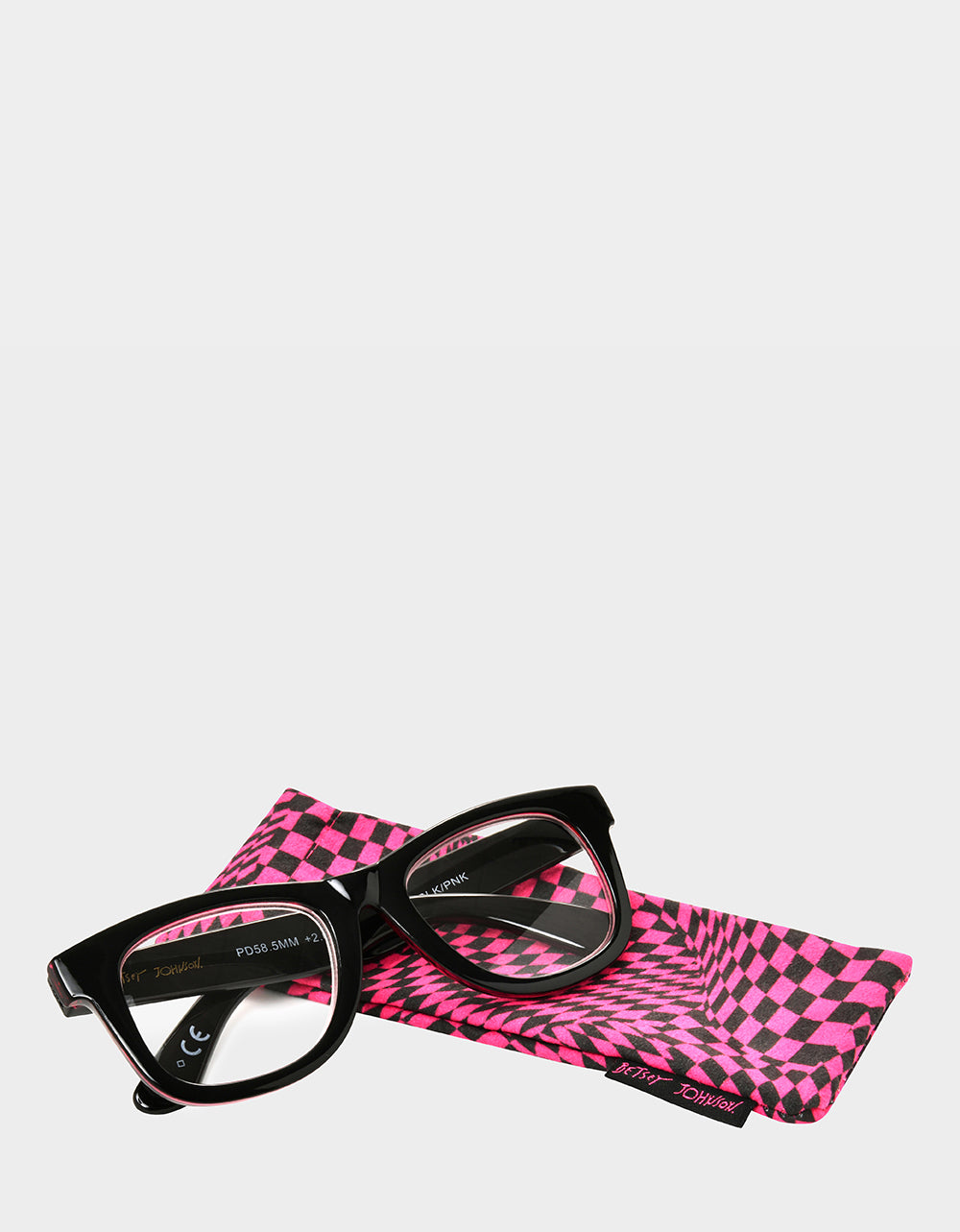 Betsey Johnson Essential - RADIATE JOY SQUARE READING GLASSES BLACK Women's Black Pink Way Frame Reading Glasses
