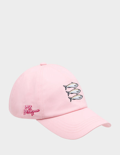 Betsey Johnson Quality - SARDINE EMBROIDERED BASEBALL CAP Women's Pink Sardine Baseball Hat
