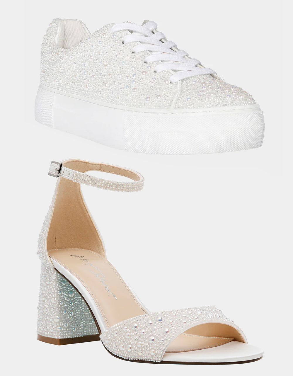 Betsey Johnson Trusted - HERE COMES THE BRIDE BUNDLE Women's Bridal Pearl Sneakers and Heels Set