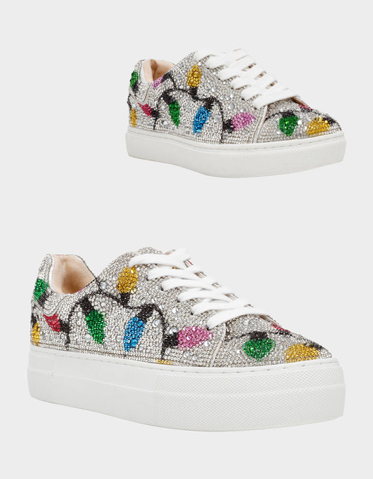 Betsey Johnson Essential - MOMMY & ME MULTI LIGHTS HOLIDAY BUNDLE Women's and Kid's Rhinestone Christmas Multicolor Lights Sidny Matching Sneakers