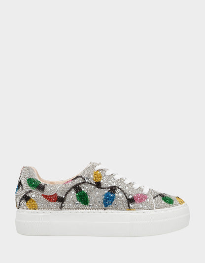 Betsey Johnson Essential - MOMMY & ME MULTI LIGHTS HOLIDAY BUNDLE Women's and Kid's Rhinestone Christmas Multicolor Lights Sidny Matching Sneakers