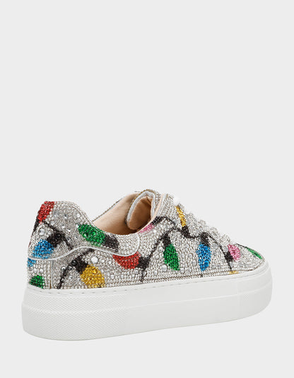 Betsey Johnson Essential - MOMMY & ME MULTI LIGHTS HOLIDAY BUNDLE Women's and Kid's Rhinestone Christmas Multicolor Lights Sidny Matching Sneakers