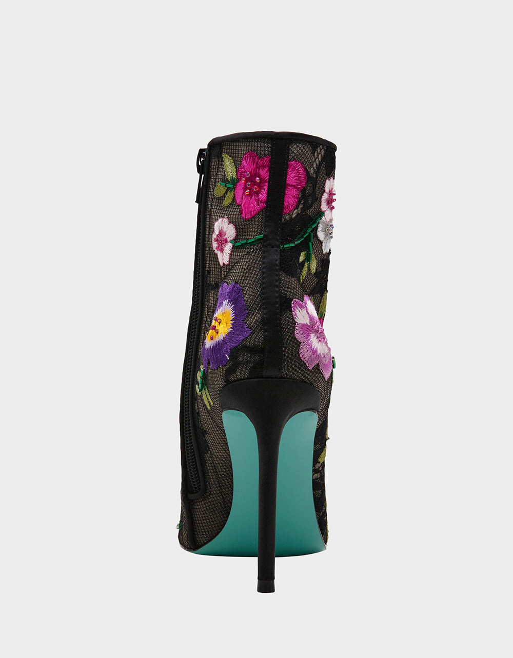 Betsey Johnson New - ANITA BLACK MULTI FLORAL Pointed-Toe Heeled Ankle Boot