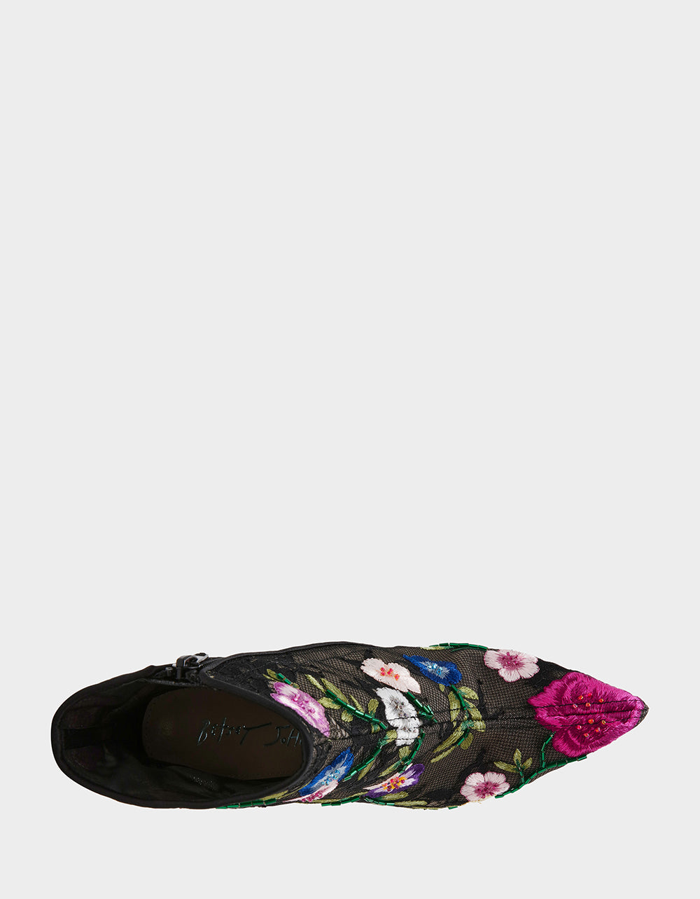 Betsey Johnson New - ANITA BLACK MULTI FLORAL Pointed-Toe Heeled Ankle Boot