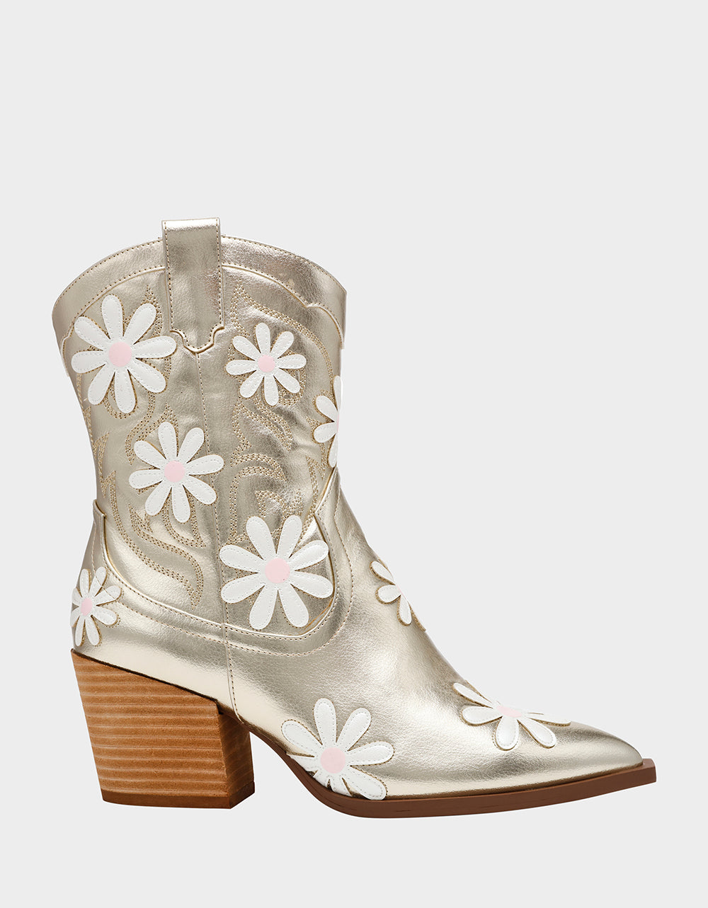 Betsey Johnson Premium - TEDDYY GOLD Western Pointed-Toe Ankle Boot