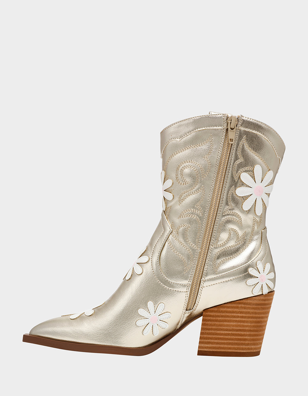 Betsey Johnson Premium - TEDDYY GOLD Western Pointed-Toe Ankle Boot