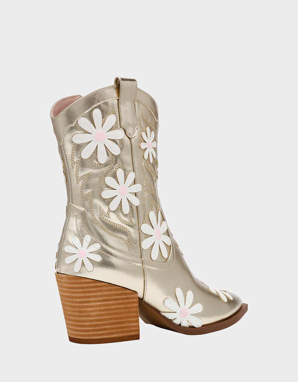 Betsey Johnson Premium - TEDDYY GOLD Western Pointed-Toe Ankle Boot