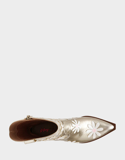 Betsey Johnson Premium - TEDDYY GOLD Western Pointed-Toe Ankle Boot