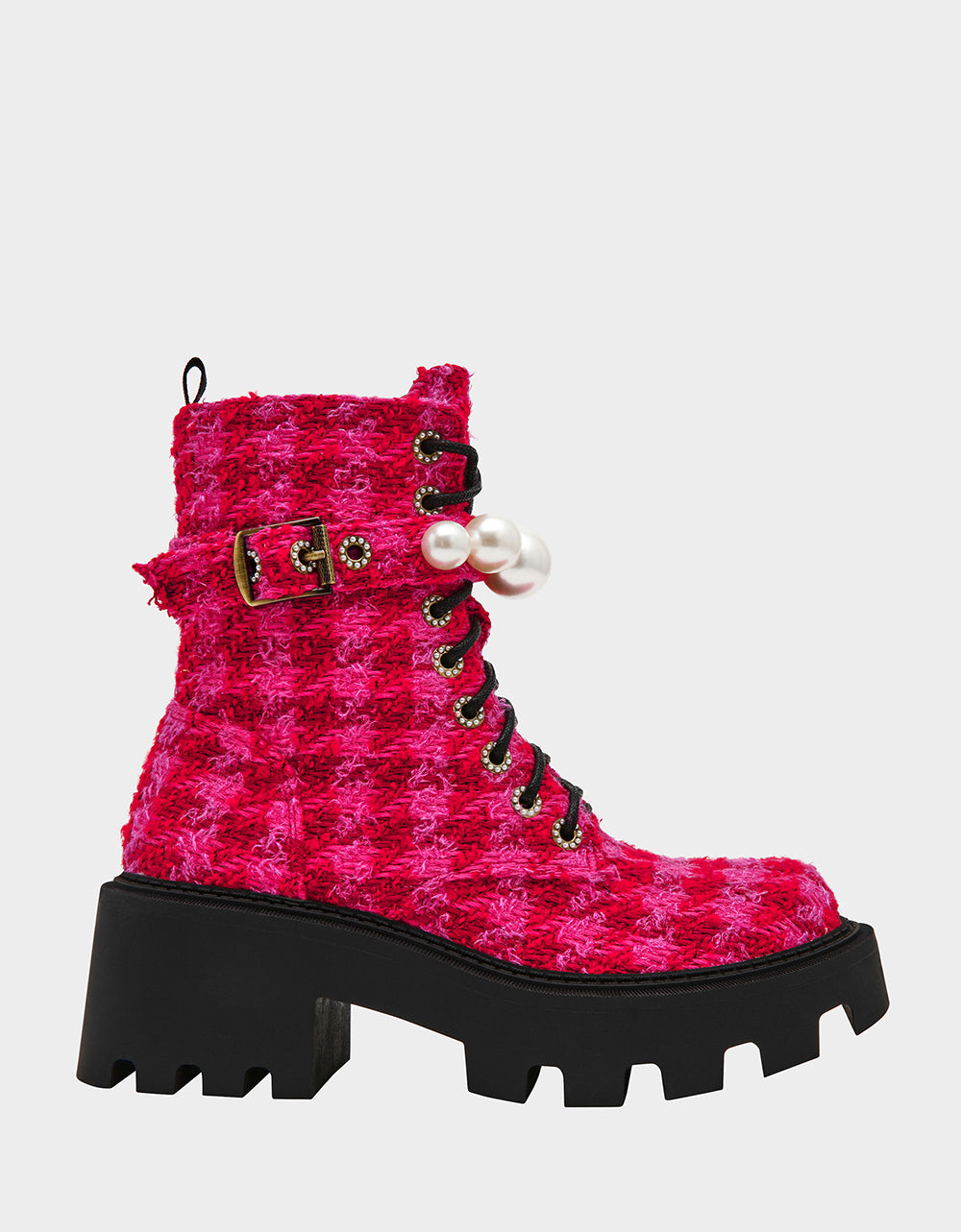 Betsey Johnson Recommended - JONNIE FUCHSIA MULTI Lace-Up Platform Combat Women's Ankle Boot