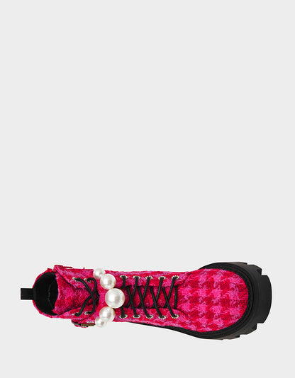 Betsey Johnson Recommended - JONNIE FUCHSIA MULTI Lace-Up Platform Combat Women's Ankle Boot