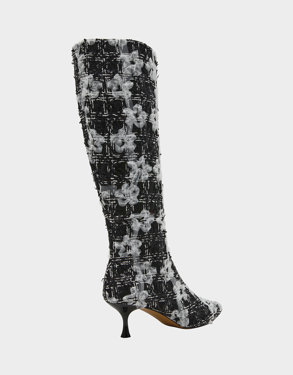 Betsey Johnson Everyday - MAXXINE BLACK WHITE MULTI Pointed-Toe Knee-High Kitten Heel Women's Boot