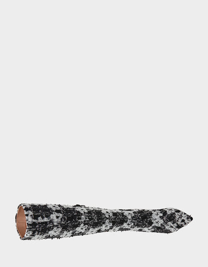 Betsey Johnson Everyday - MAXXINE BLACK WHITE MULTI Pointed-Toe Knee-High Kitten Heel Women's Boot