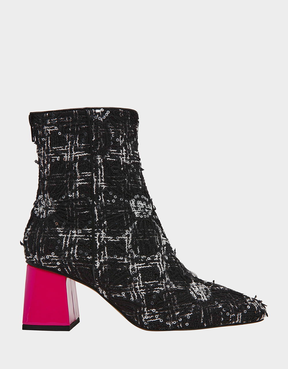Betsey Johnson Recommended - STEVIE BLACK MULTI Square-Toe Block Heel Women's Ankle Boot