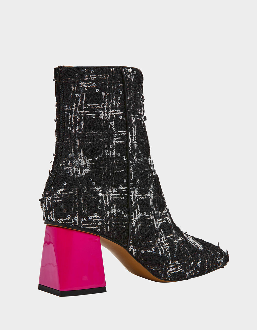 Betsey Johnson Recommended - STEVIE BLACK MULTI Square-Toe Block Heel Women's Ankle Boot