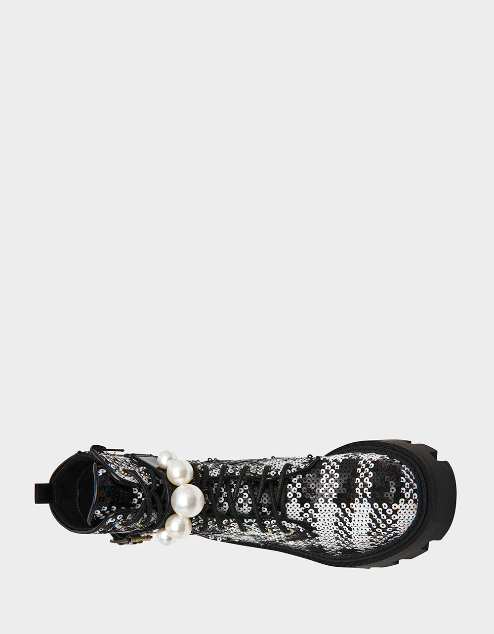 Betsey Johnson Classic - JONNIE BLACK WHITE PLAID Lace-Up Platform Combat Women's Ankle Boot