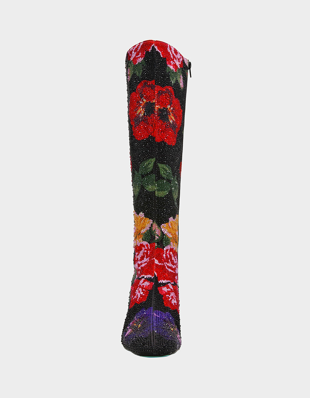 Betsey Johnson Top Pick - AVON BLACK FLOWER MULTI Women's Knee High Rhinestone Floral Boots