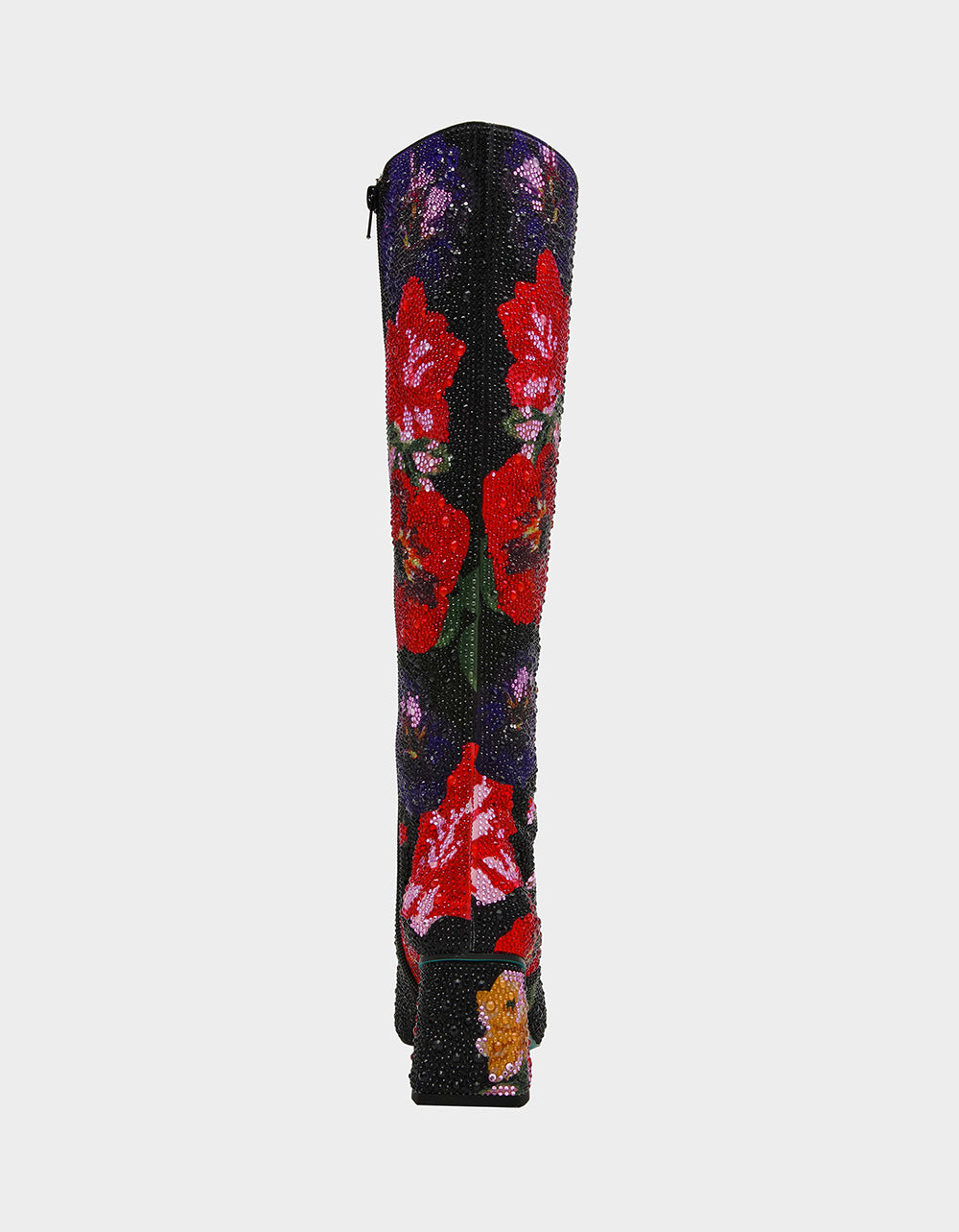 Betsey Johnson Top Pick - AVON BLACK FLOWER MULTI Women's Knee High Rhinestone Floral Boots
