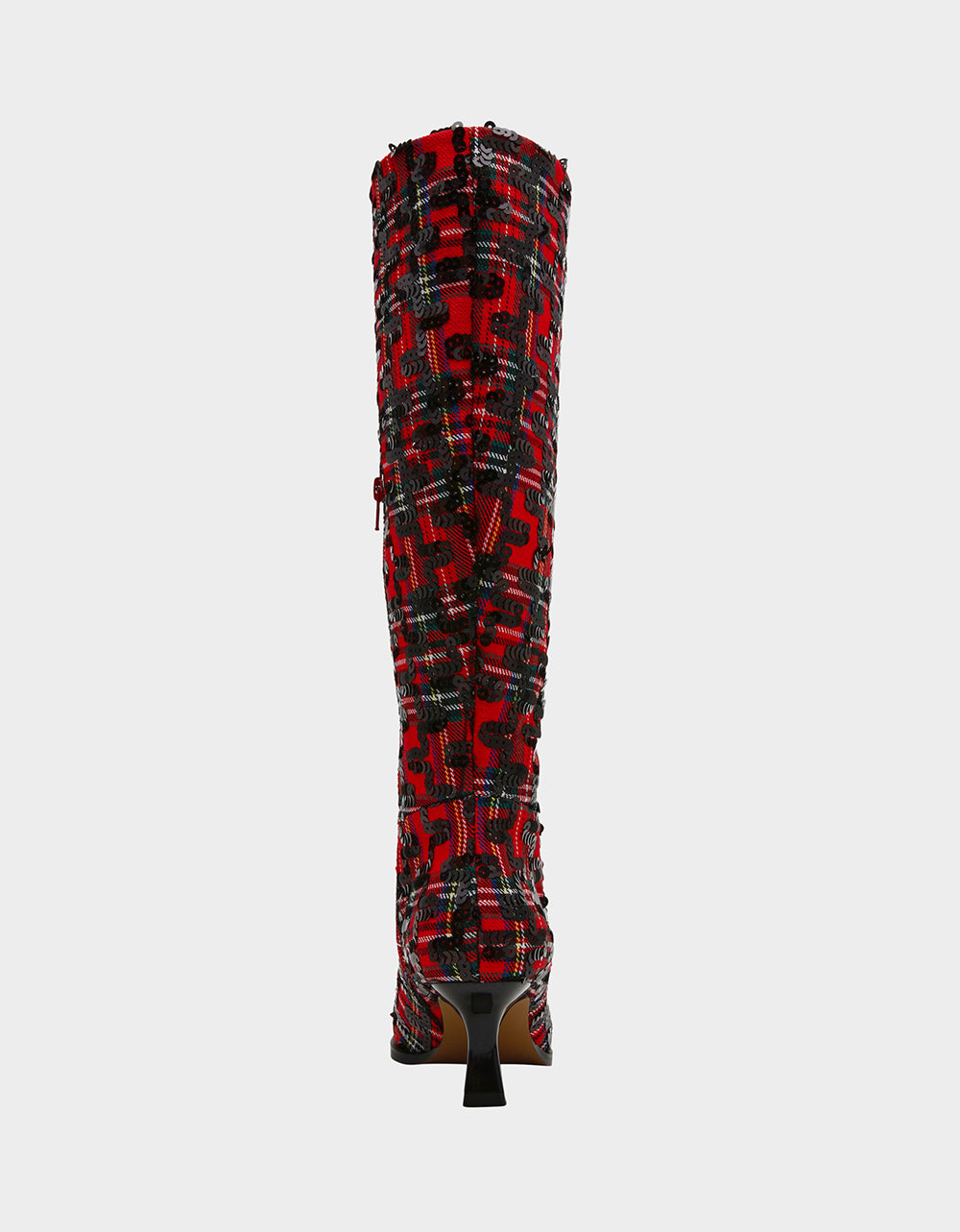 Betsey Johnson Best Seller - PAMELLA RED PLAID Women's Knee High Kitten Heel Boot with Pointed Toe